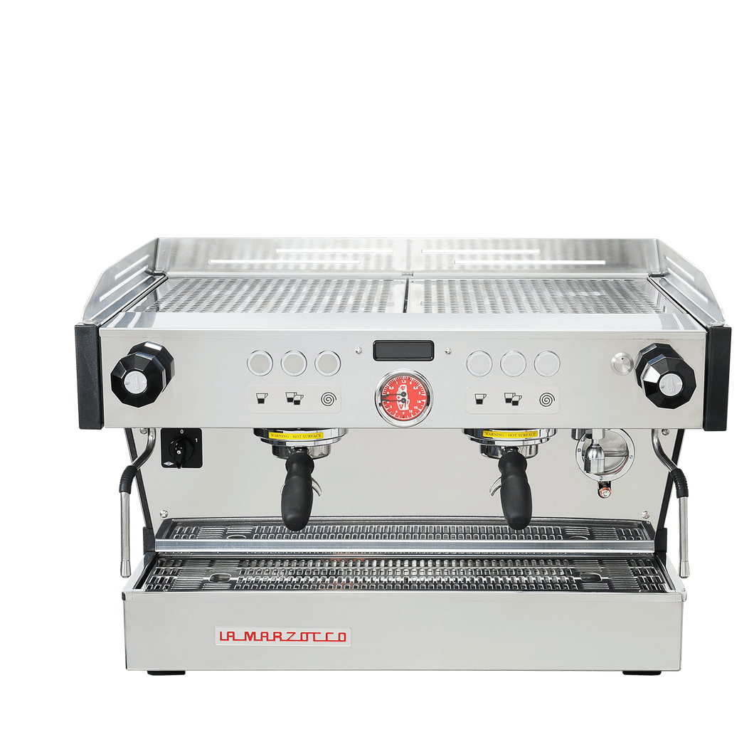 La Marzocco Linea PB  two group espresso machine with visible Marzocco branding on a white background