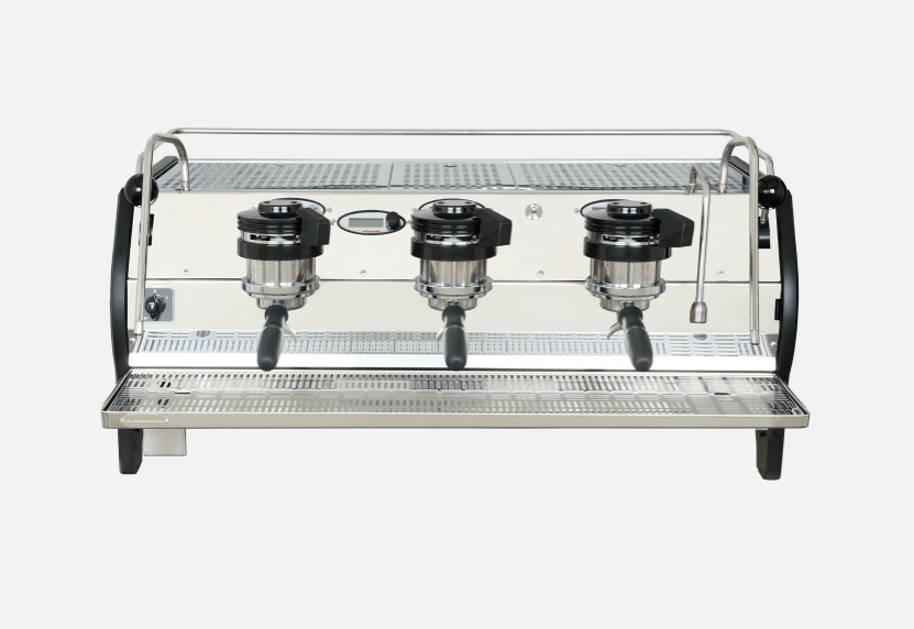 La Marzocco Strada AV - Three-group espresso machine on a white background