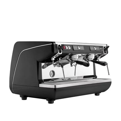 Black espresso machine on a white background, Nuova Simonelli Appia Life - 2 group