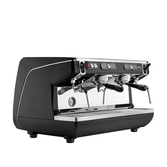 Black espresso machine on a white background, Nuova Simonelli Appia Life - 2 group