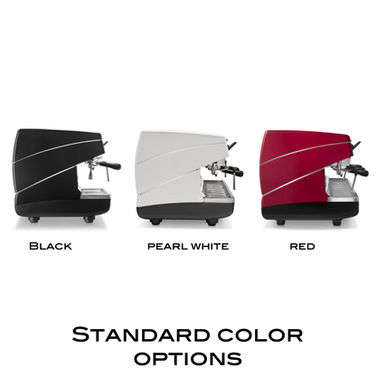 Nuova Simonelli Appia Life, showing color options red, pearl white and black