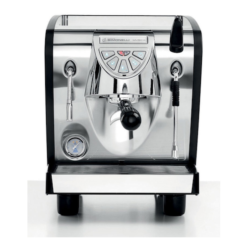 Front View Nuova Simonelli Musica 1 Group in black on white back ground